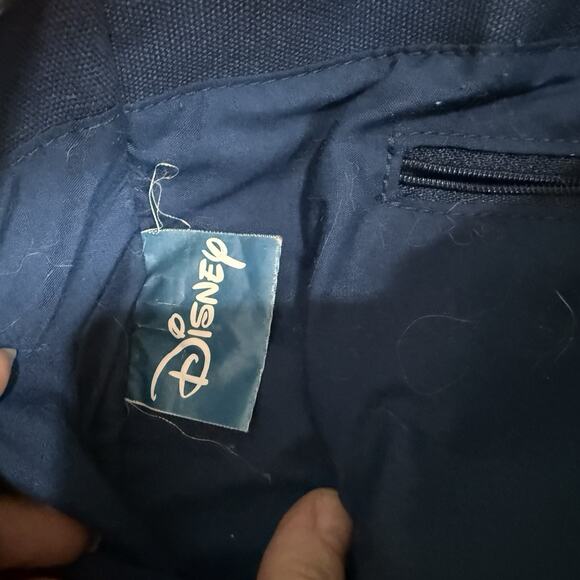 Disney Tinker Bell Tote Bag Blue Canvas Sequins Fairy Stars Castle Print Purse - Picture 5 of 7